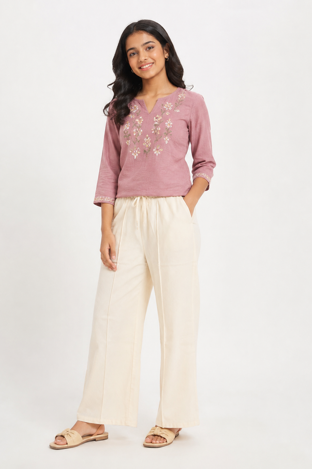 Wide-Leg Drawstring girl Pants