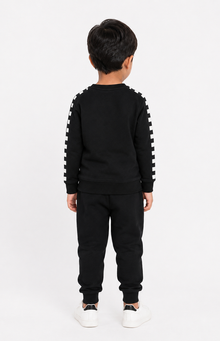 Checkered Stripe Crewneck Sweatshirt