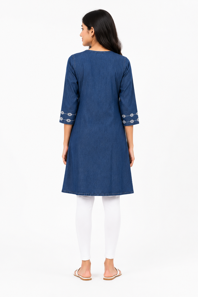 Denim Embroidered Kurti