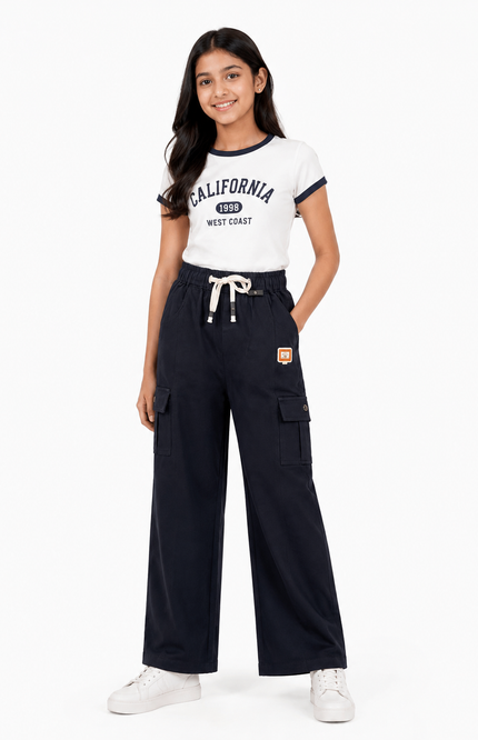 Navy Blue Kids Cargo Pants
