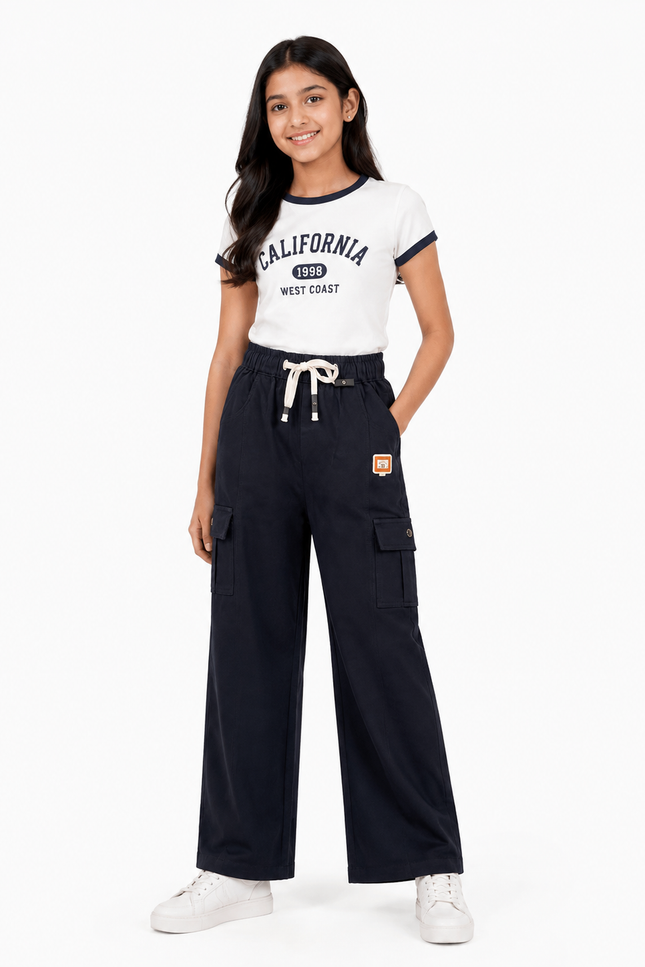 Navy Blue Kids Cargo Pants