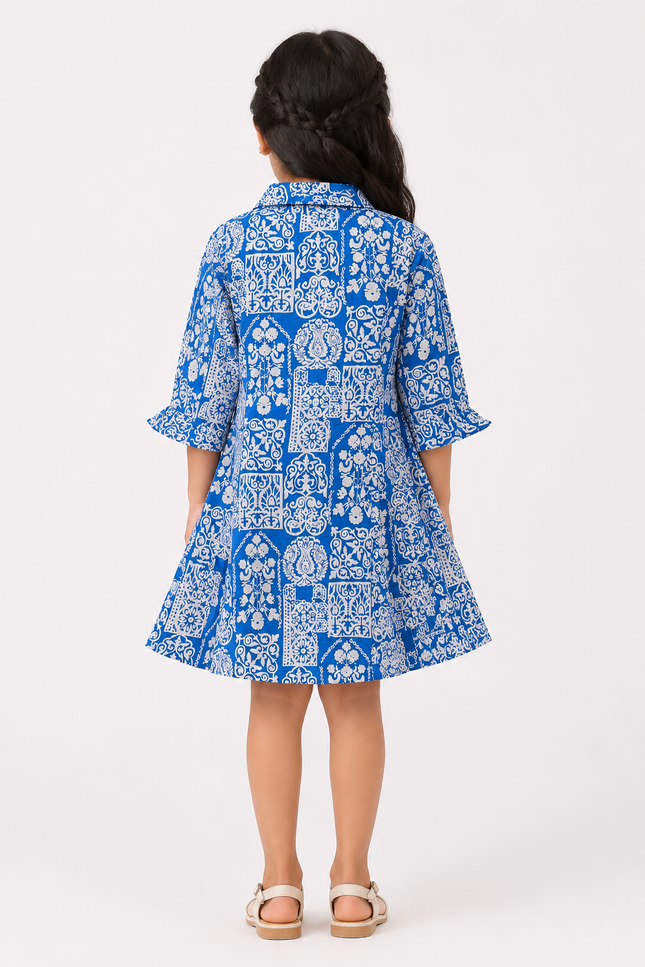 Print Collared Kids Dress