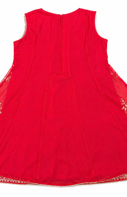 Girls Festive Rani Kurti Palazzo Set with Dupatta