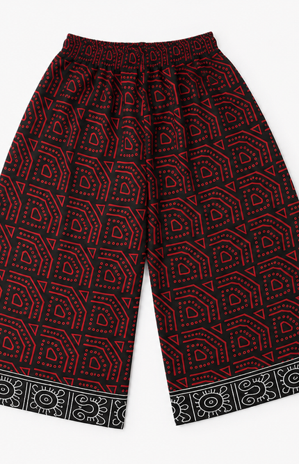 Girls Ethnic Print Wide-Leg Palazzo Pants